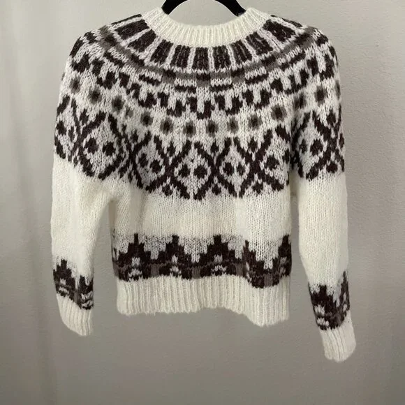 FRAME NWT WHITE ALPACA FAIR ISLE SWEATER SIZE L - Picture 13 of 14